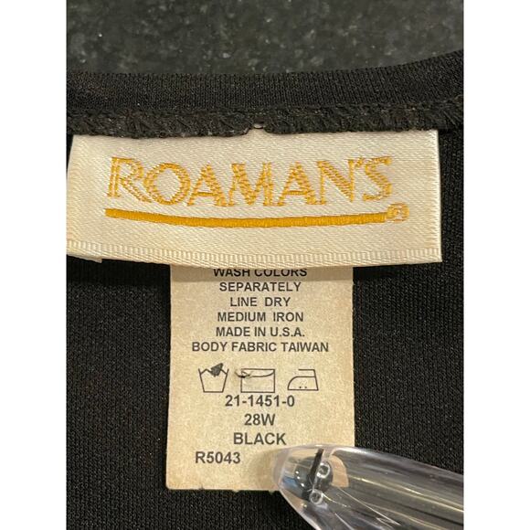 Roaman's Black v neck blouse with lace detail 28W - Picture 3 of 10